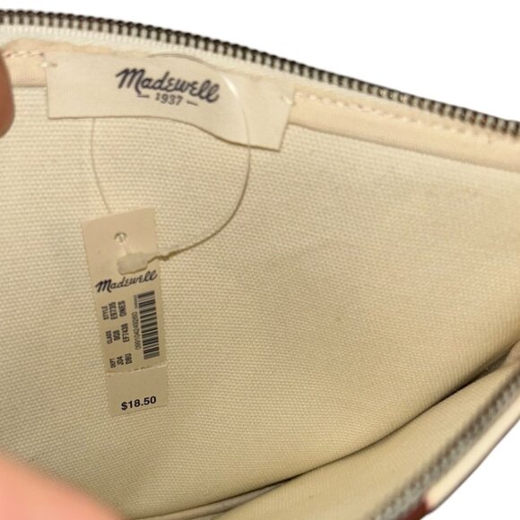 madewell NEW NWT brown cream large Polka Dot Zipper pouch Makeup Cosmeti… - Picture 2 of 3